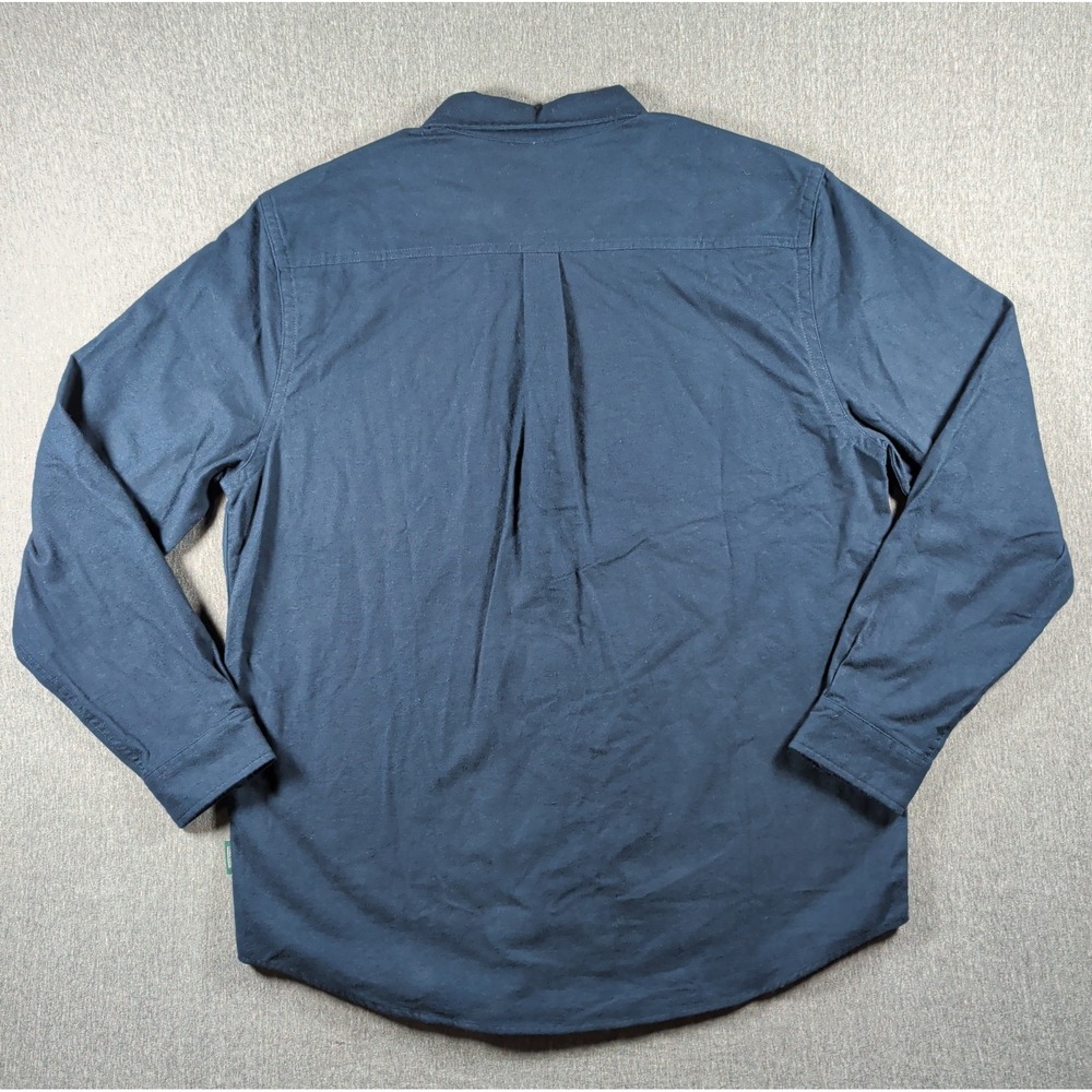 WOOLRICH Green Label Mens LS Shirt Chamois Cloth Flannel‎ Forest Navy L #5578 - Picture 3 of 9